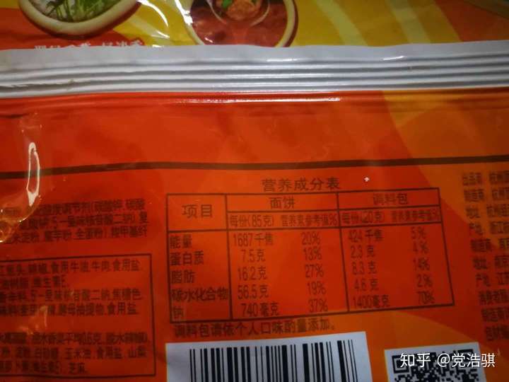 方便面食品营养成分解析